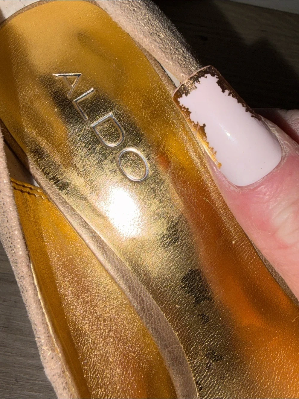 ALDO Szoka Gold Metallic  Peep Toe Pumps size 37